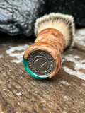 #23 Silver Tip Maple Burl and Teal Resin Shaving Brush